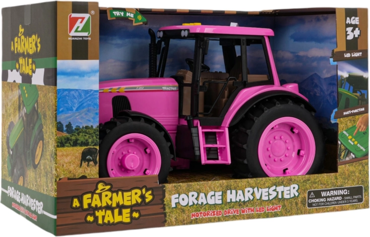 Roze tractor met licht- en geluidseffecten