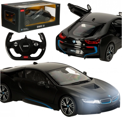 RC auto RASTAR BMW i8 1:14 met deuren die open kunnen – zwart
