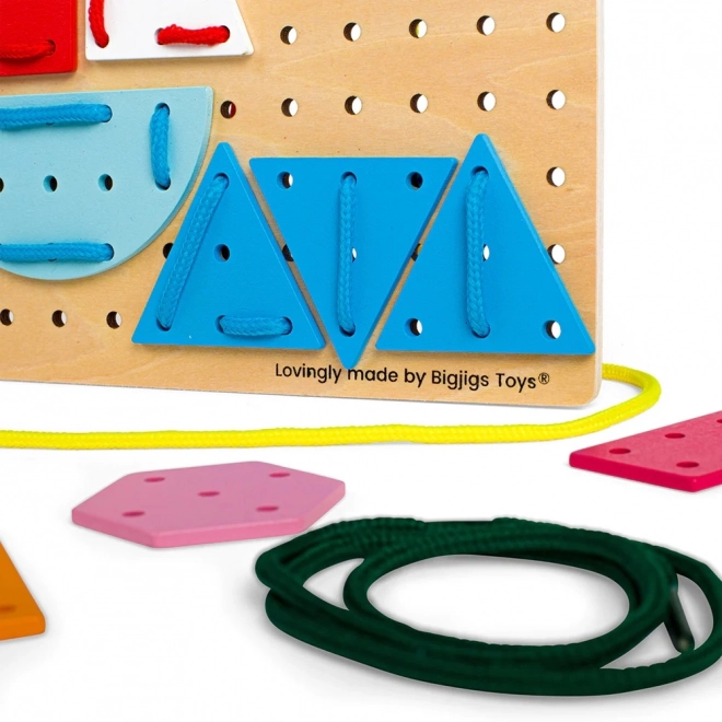 Bigjigs Toys Houten rijgspel Geometrische vormen