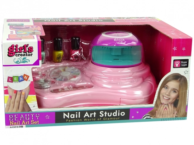 Kinderset voor nageldecoratie met glitter en lamp