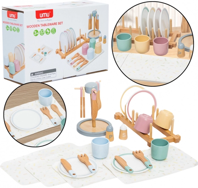 Houten servies set voor kinderen 33 stuks