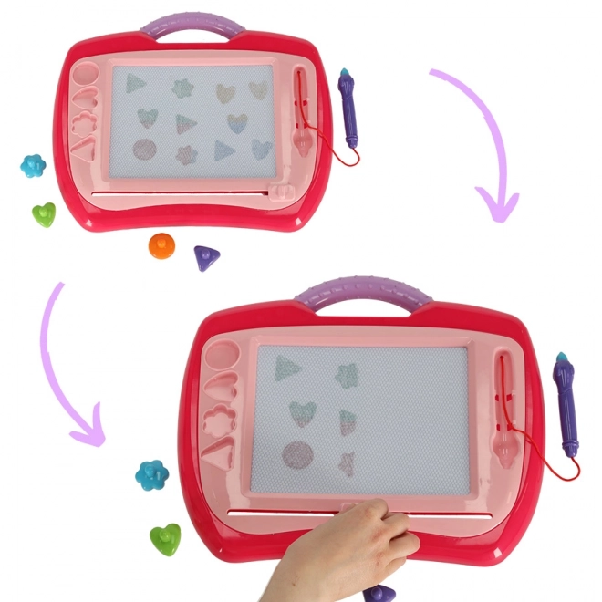 Groot magnetisch tekentableau voor kinderen met stempels - roze XL