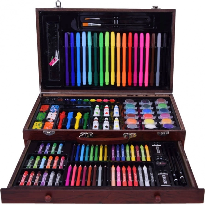 Houten kunstset met koffertje en accessoires