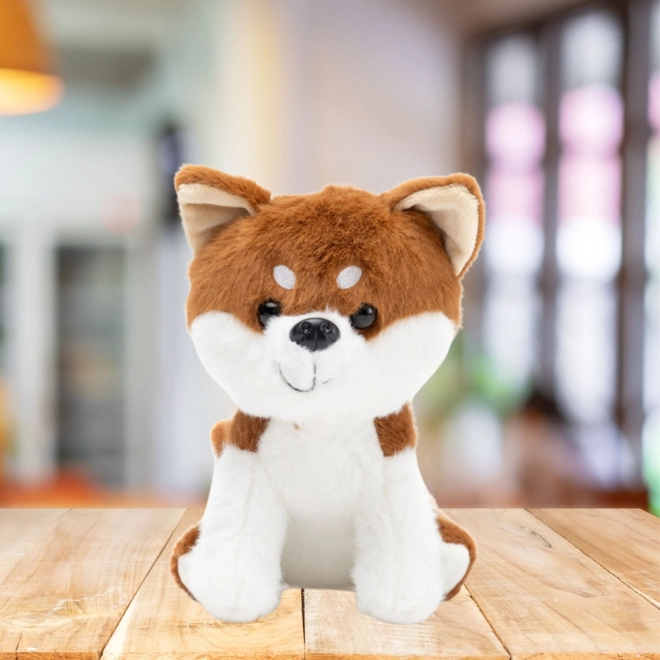 Pluchen hond Shiba Inu bruin-wit 20 cm