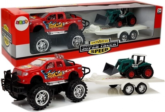 Speelgoedset met terreinwagen en graafmachine