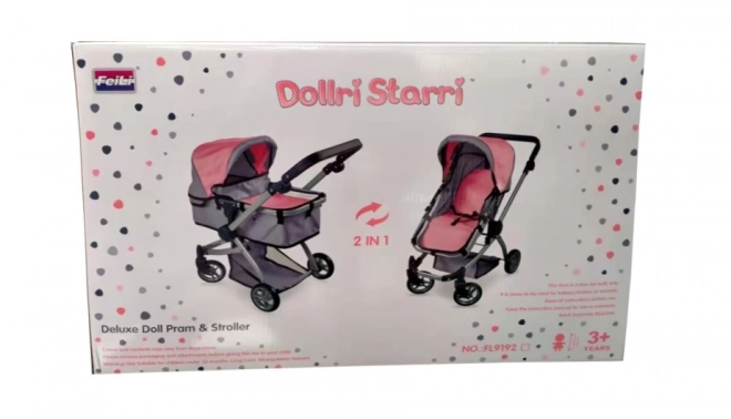 Metalen poppenwagen 2-in-1
