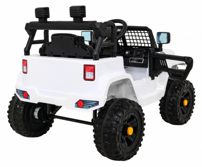 Accu-aangedreven Jeep Dark Night voor kinderen + langzame start + EVA + LED audio – Wit