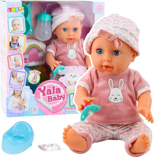 Plaspoppen Baby Roze met Accessoires en Geluiden 35 cm