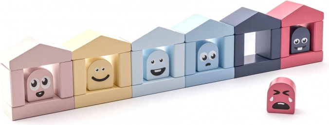Cubika Pastel gekleurde huisjes – houten bouwset 30 delen
