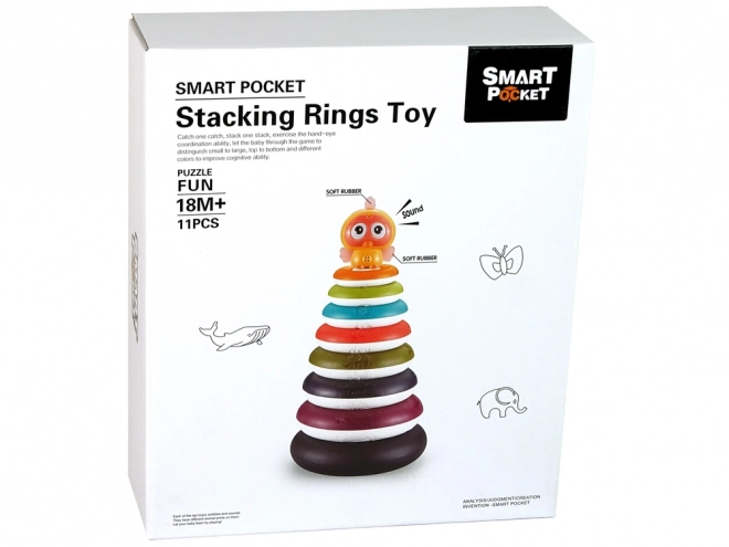Kleurvolle stapelpiramide met ringen en eendje