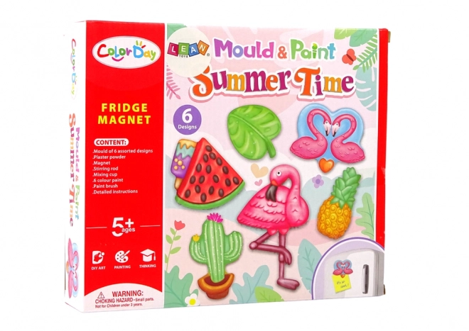 Kinder DIY set voor magneten Flamingo Meloen Gips
