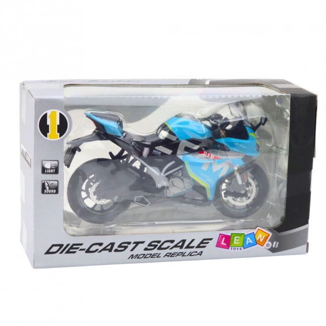 Sportmotorfiets metaal blauw 1:12