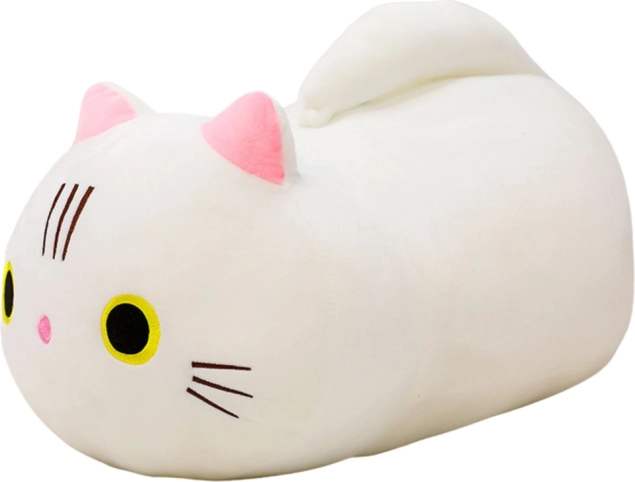 Pluchen knuffel Kat met lange staart wit 40 cm