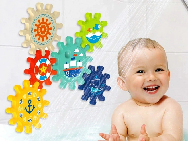 Gekleurde tandwielen voor in het water