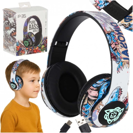 draadloze Bluetooth-hoofdtelefoon met rgb-verlichting en micro‑sd