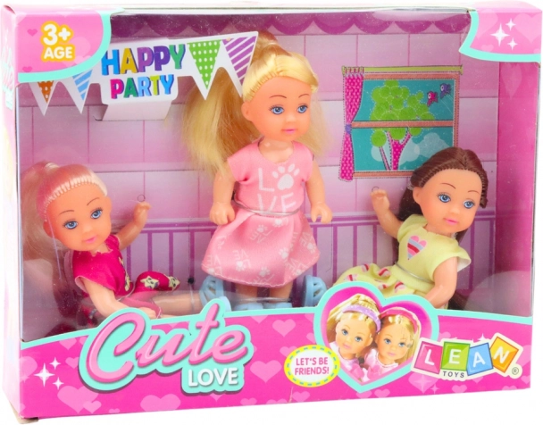 Set van 3 Mini Poppen Voor Een Verjaardagsfeestje