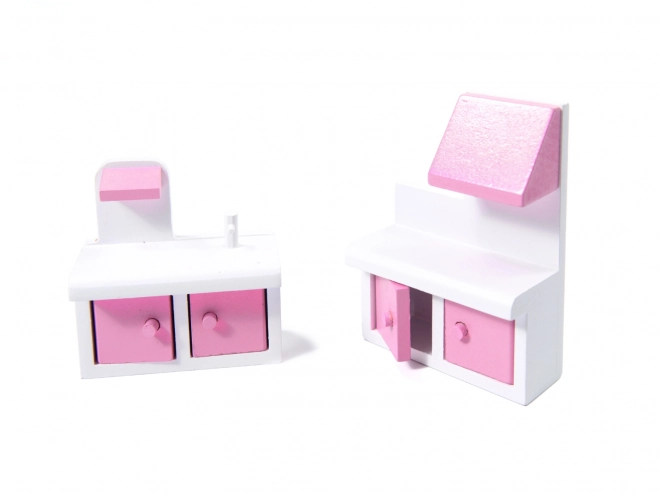 Houten poppenhuis met meubilair - 70 cm