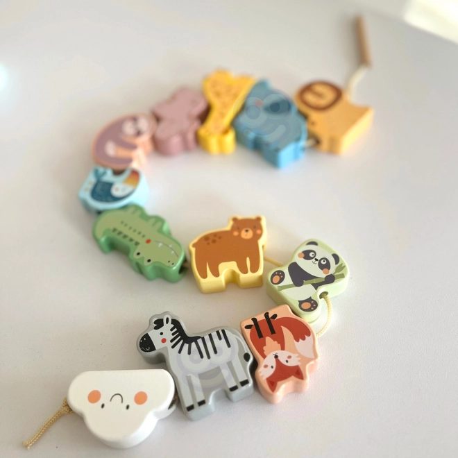 WOOPIE GREEN houten rijgspeelset ZOO Montessori 13 stuks