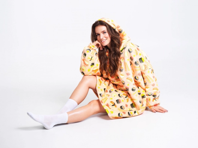 Cozy Noxxiez CH351 Sushi - verwarmende tv-hoodie deken met capuchon voor tieners en volwassenen