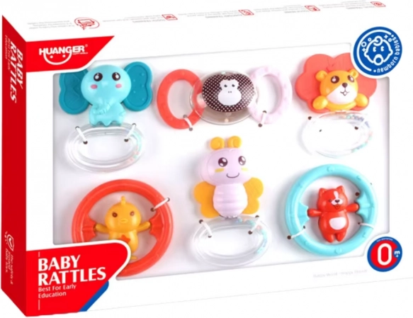 Set van rammelaars en bijtringen voor baby's Dieren 6 stuks