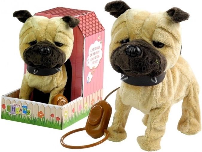 Interactieve hond aan de lijn met hondenhok – beige