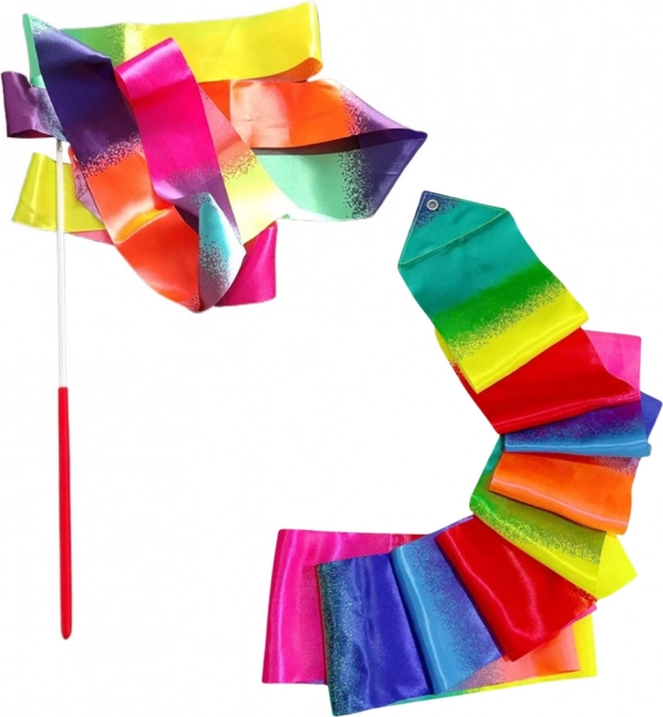 Kleurrijk gymnastieklint voor dans en oefeningen 205 x 5 cm