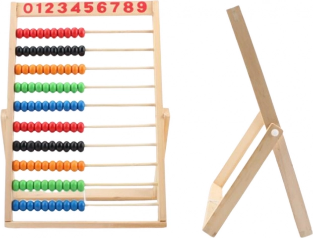 Schooltelraam van hout met gekleurde kralen