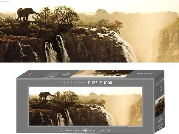 Panoramische puzzel olifant bij de Victoriawatervallen 1000 stukjes