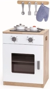 Houten fornuis met accessoires voor kinderen