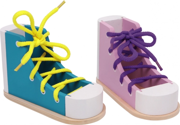 Small Foot set spel Bind je veter – houten schoentjes, 2 stuks