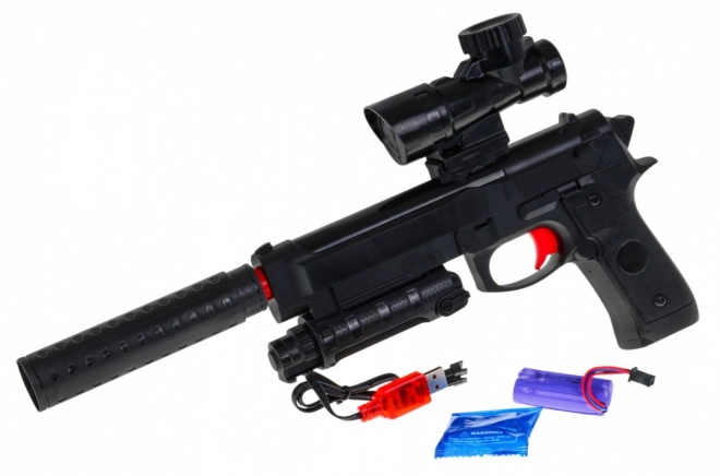 Speelgoedpistool voor kinderen 6+ met accessoires M92 met demper en richtkijker