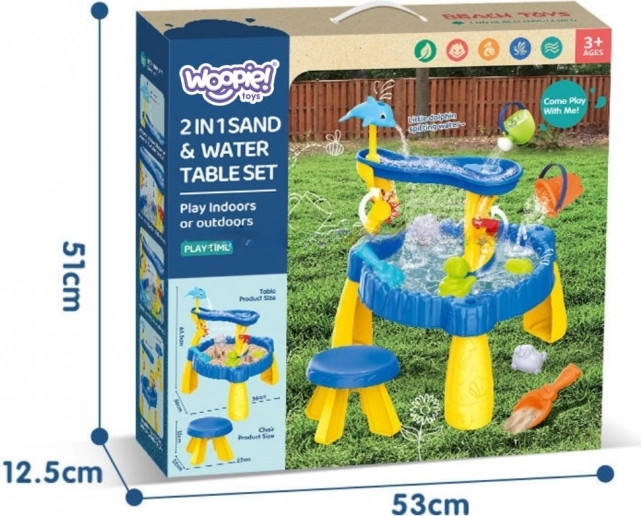Woopie Water en Zand Tafel XL met Stoeltje 2-in-1 Dolfijn 12 st.