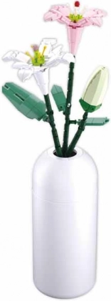 sluban flowers lelies in vaas bouwset – decoratief boeket van blokken