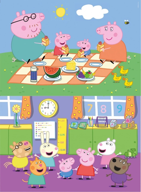 Puzzel 2 x 60 stukjes Super Kleur Peppa Pig