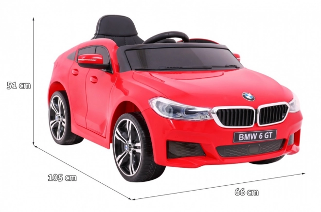BMW 6 GT Accu Auto rood + afstandsbediening + langzame start + EVA + gordels + LED MP3