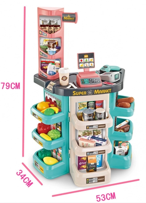 Kindersupermarkt met winkelwagen en 47 accessoires Woopie