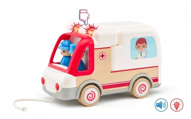 Geluid ambulance met brancard en reddingsuitrusting