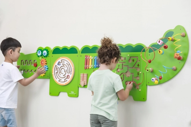 Houten montessori wandpaneel - krokodil