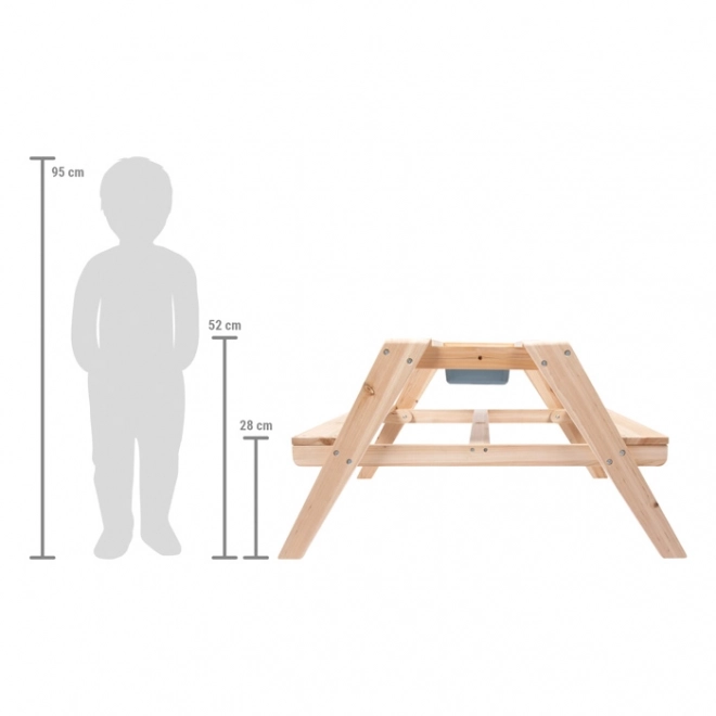 Kinder houten speeltafel 2 in 1 met bakken