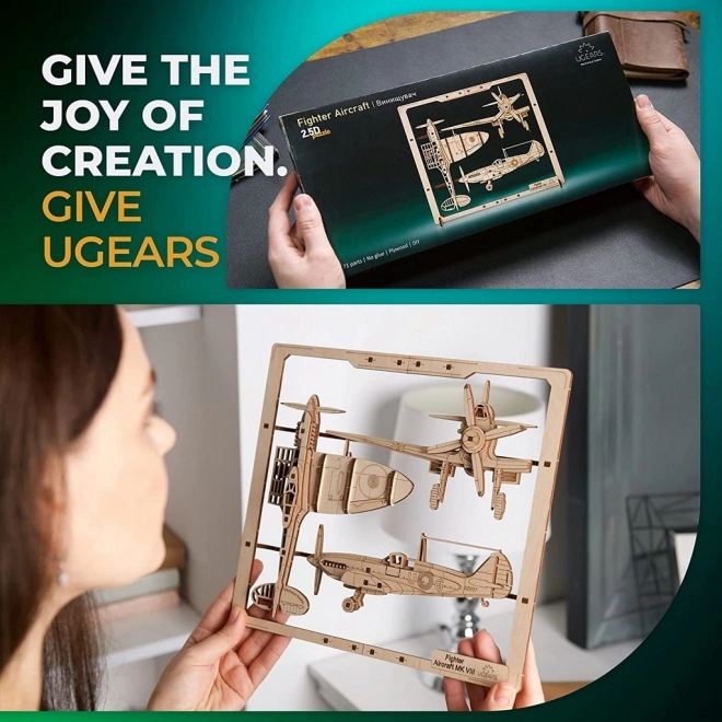 Ugears Houten Mechanische Puzzel Vliegtuig