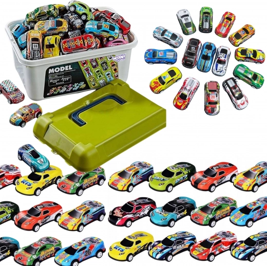 Set WOOPIE-raceautootjes in doos, 50 stuks