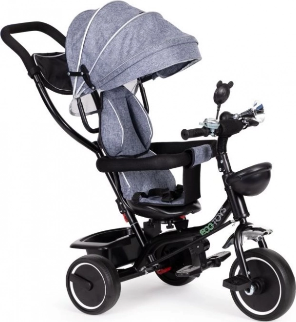 ECOTOYS Driewieler met dak en duwstang grijs