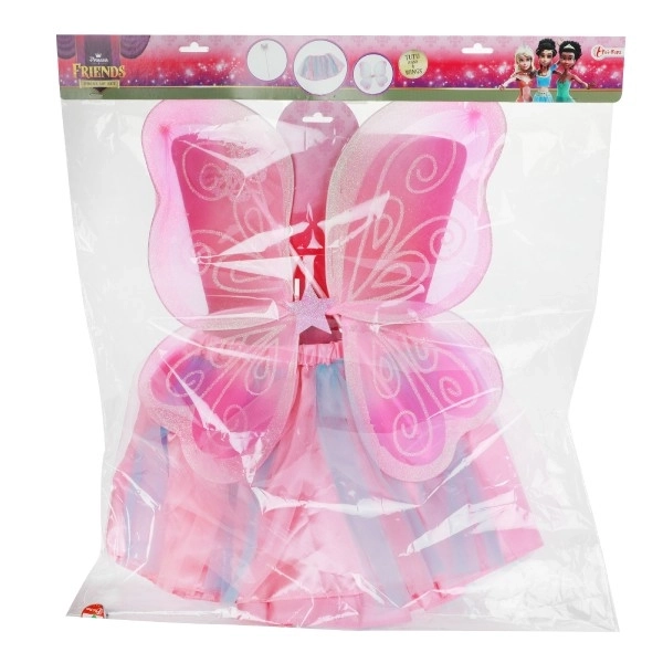 Roze carnaval kostuum fee met vleugels