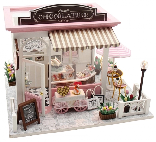 Negen miniatuurhuisjes Chocoladefabriek
