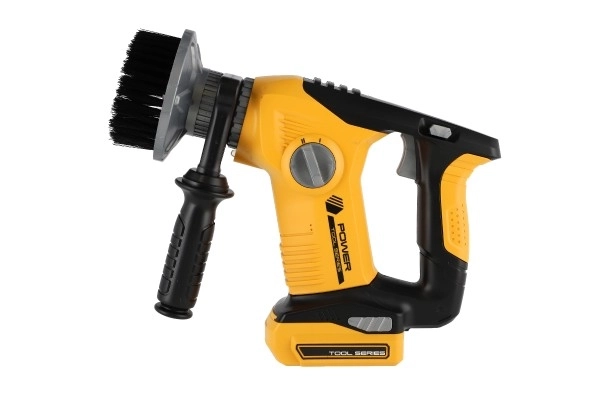 Klopboormachine met accessoires kunststof 30x18cm op batterijen met geluid in doos 53x25x7cm