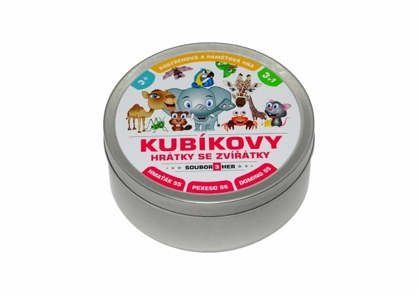 Kubíkovy Spelletjes met Dieren 3-in-1 in een Blikken Doosje
