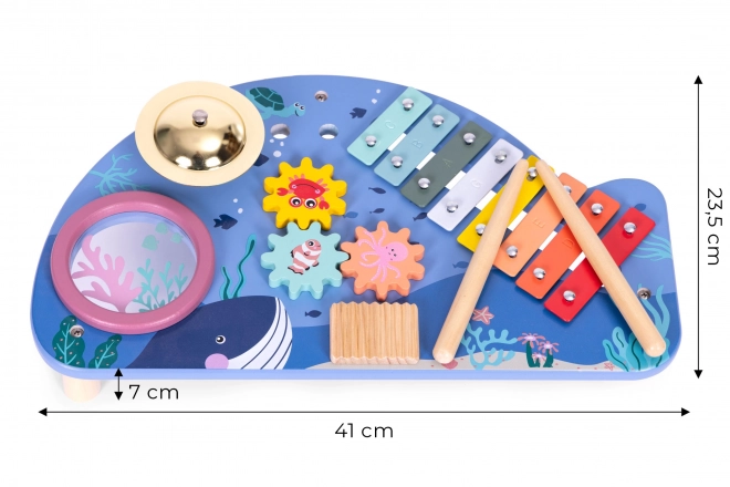 Muziektafel met xylofoon, bekkens, tamboerijn en rammelaar zee wereld ECOTOYS