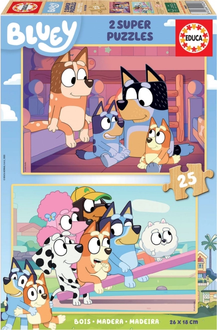 EDUCA Houten puzzel Bluey 2x25 stukjes