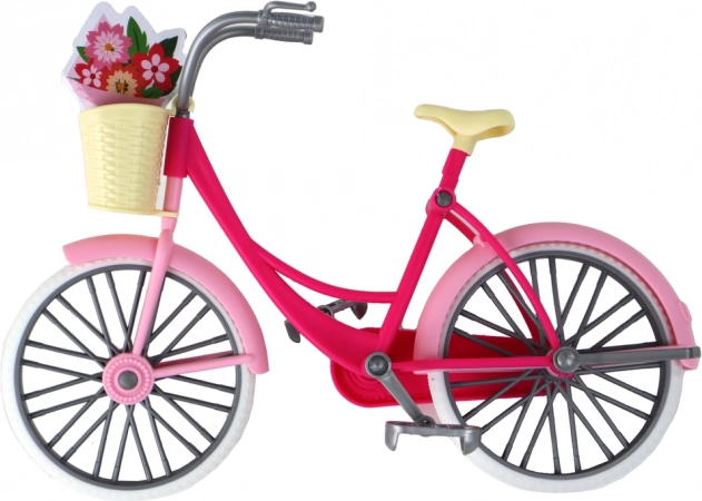 Stijlvolle roze fiets met mandje