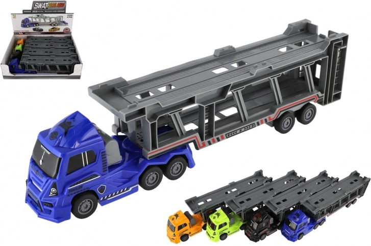 Autotransporter van plastic met vliegwiel-aandrijving 45 cm